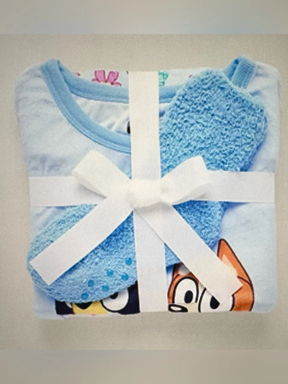 Blue Girls' One-Piece Pajama Set with Character Print Size 8
